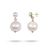 TINY PEAR POST WITH PEARL DROP IN 14K YELLLOW GOLD - Earrings