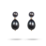 BLACK FRESH WATER PEARL POST WITH OVAL DROP - 