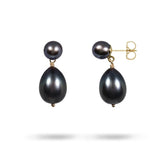 BLACK FRESH WATER PEARL POST WITH OVAL DROP - 