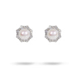 FRESH WATER PEARL HALO STUD IN WHITE GOLD - 