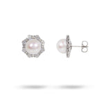 FRESH WATER PEARL HALO STUD IN WHITE GOLD - 