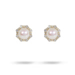 FRESH WATER PEARL HALO STUD IN YELLOW GOLD - 