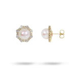 FRESH WATER PEARL HALO STUD IN YELLOW GOLD - 