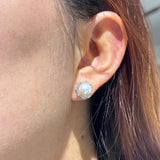 FRESH WATER PEARL HALO STUD IN WHITE GOLD - 