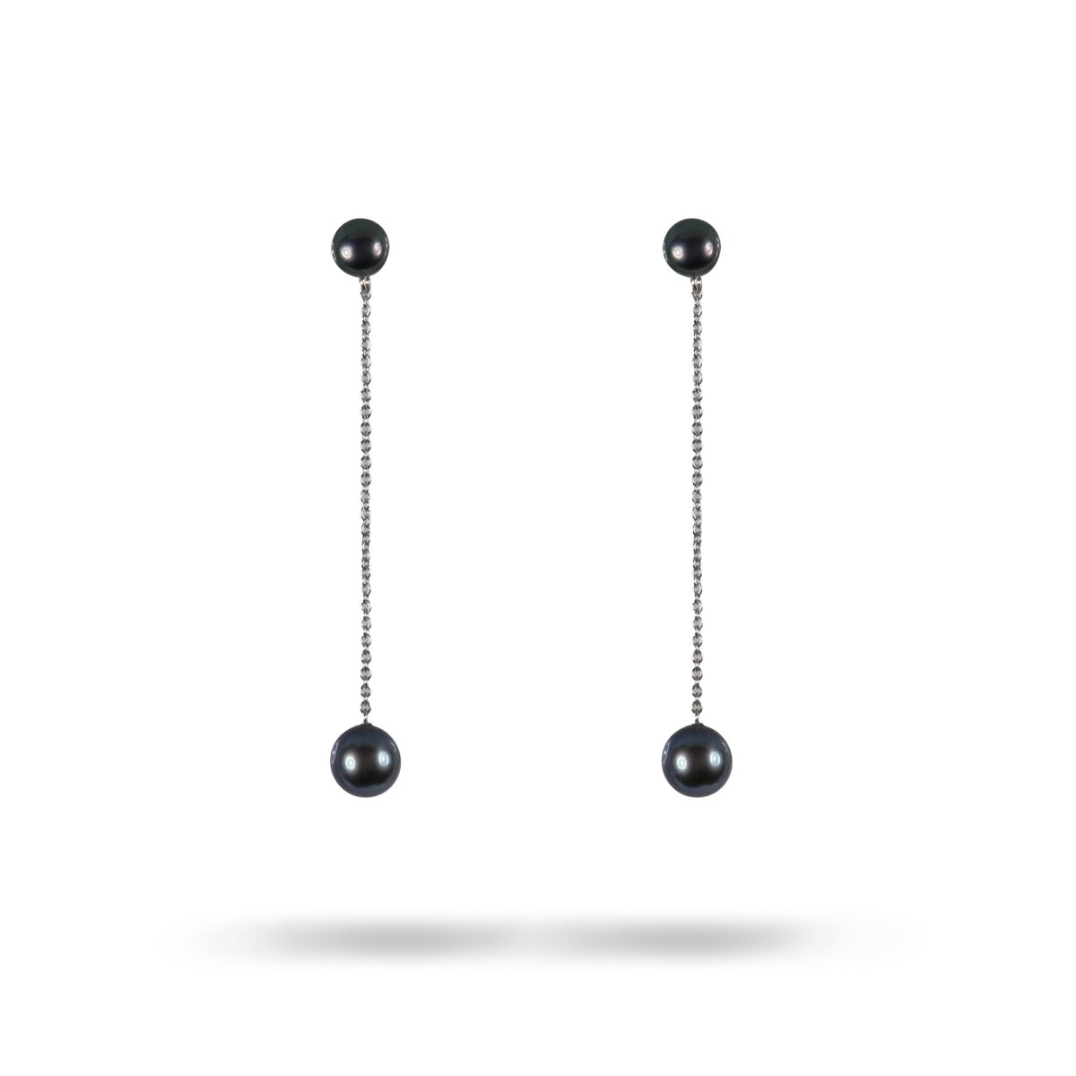 BLACK FRESH WATER PEARL DROP EARRING IN 14K WHITE GOLD - EARRINGS
