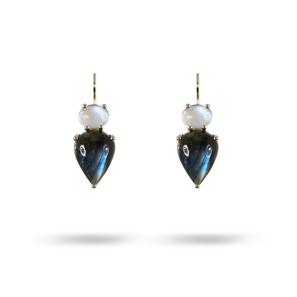 MOONSTONE AND LABRADORITE DROP EARRING - EARRINGS