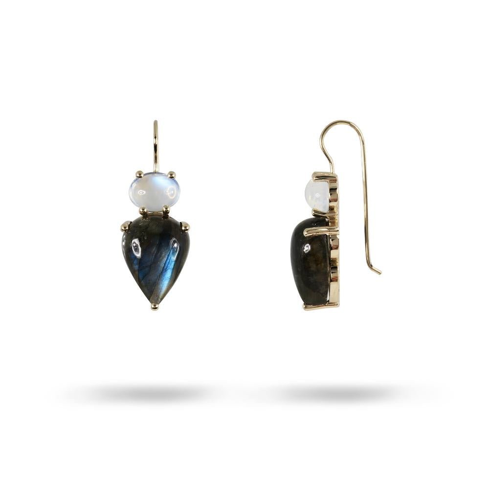 MOONSTONE AND LABRADORITE DROP EARRING - EARRINGS