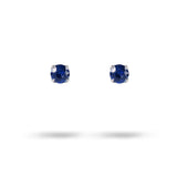 BLOSSOM STUD WITH ROUND BLUE SAPPHIRE IN 14K WHITE GOLD