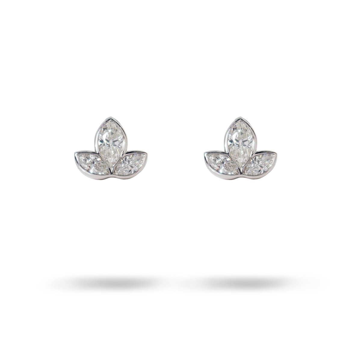 LOTUS DIAMOND STUD IN 14K WHITE GOLD - EARRINGS