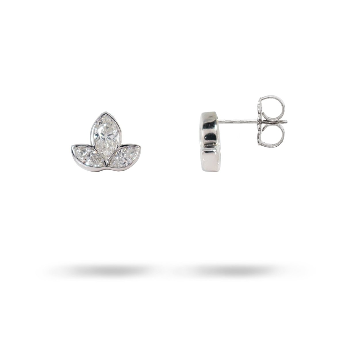 LOTUS DIAMOND STUD IN 14K WHITE GOLD - EARRINGS