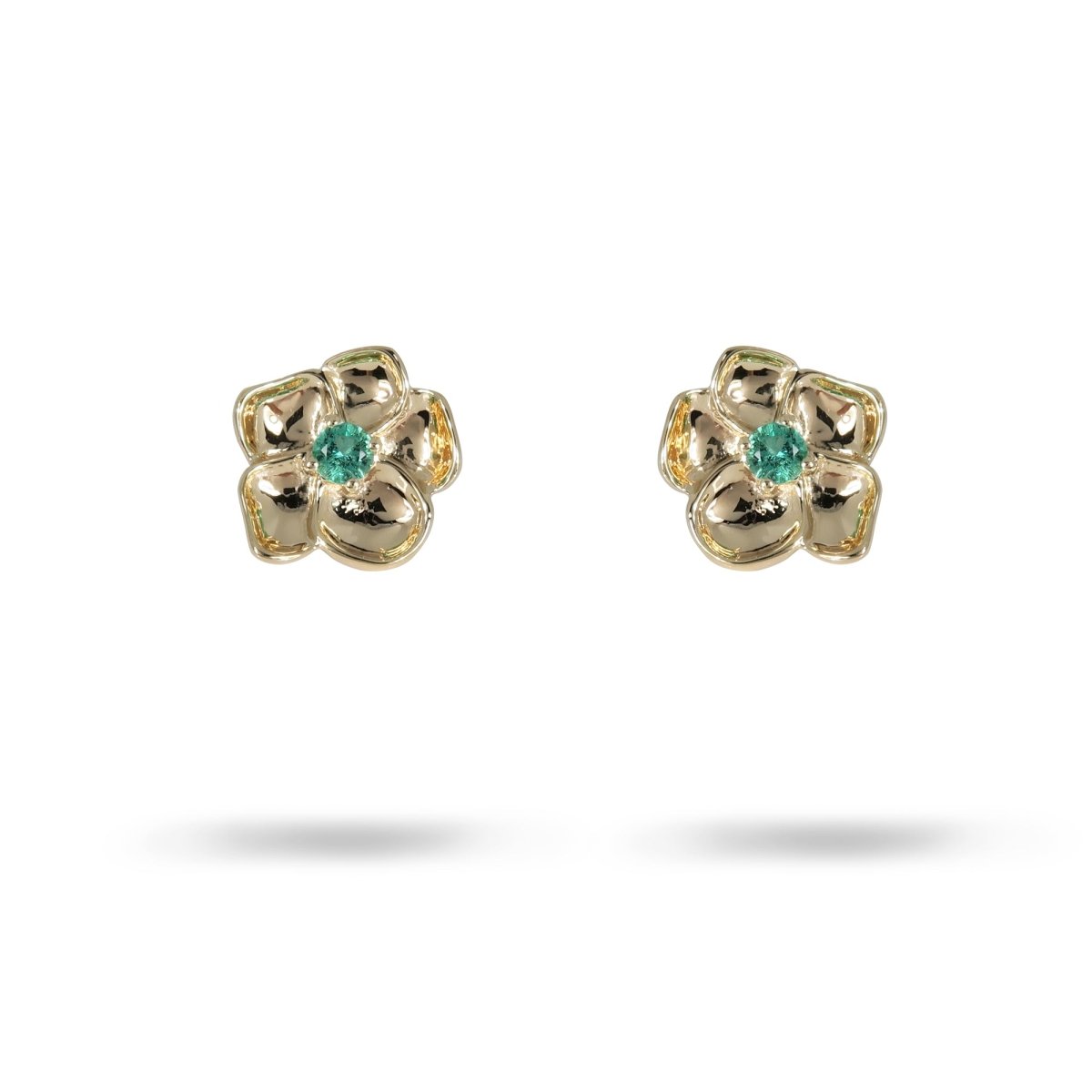 STRAWBERRY BLOSSOM STUD WITH EMERALD IN 14K YELLOW GOLD - EARRINGS