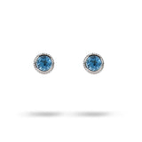 TESSA STUD EARRINGS WITH 6.5MM SWISS BLUE TOPAZ IN WHITE GOLD