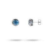 TESSA STUD EARRINGS WITH 6.5MM SWISS BLUE TOPAZ IN WHITE GOLD