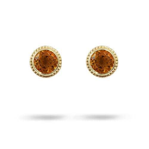 TESSA STUD EARRINGS IN YELLOW GOLD WITH CITRINE - EARRINGS