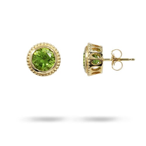 TESSA STUD EARRINGS IN YELLOW GOLD WITH PERIDOT - EARRINGS