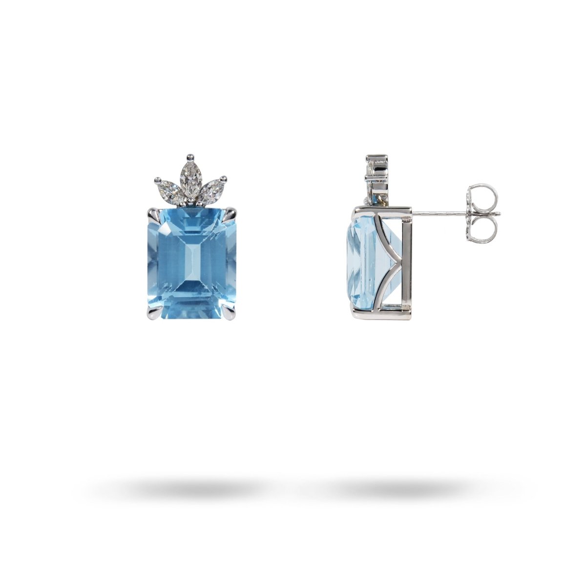 BOW EARRINGS WITH BLUE TOPAZ & DIAMONDS - EARRINGS