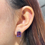 AMETHYST AND DIAMOND BOW EARRINGS - EARRINGS