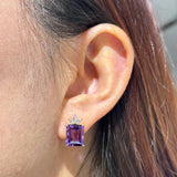 AMETHYST AND DIAMOND BOW EARRINGS - EARRINGS