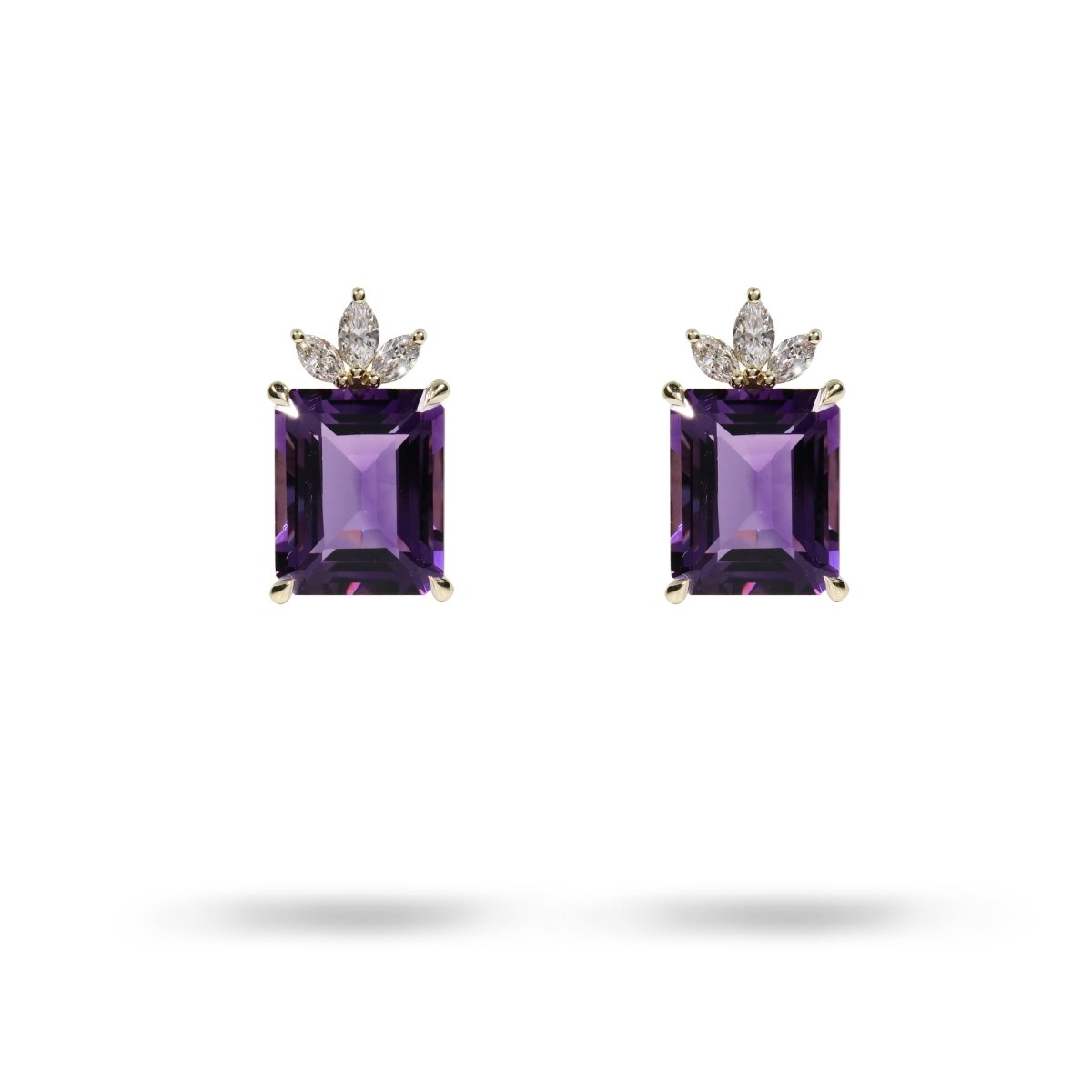 AMETHYST AND DIAMOND BOW EARRINGS - EARRINGS