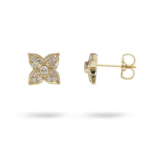 LILAC DIAMOND EARRINGS IN YELLOW GOLD - EARRINGS