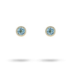 VICTORIA STUD WITH 5MM BLUE TOPAZ IN YELLOW GOLD - EARRINGS