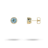 VICTORIA STUD WITH 5MM BLUE TOPAZ IN YELLOW GOLD - EARRINGS
