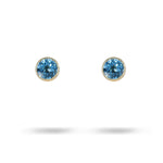 VICTORIA STUD WITH 6.5MM BLUE TOPAZ IN YELLOW GOLD - EARRINGS