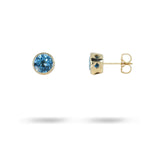 VICTORIA STUD WITH 6.5MM BLUE TOPAZ IN YELLOW GOLD - EARRINGS