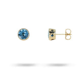 VICTORIA STUD WITH 6.5MM BLUE TOPAZ IN YELLOW GOLD - EARRINGS