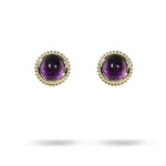 TESSA CABOCHON STYLE STUD EARRINGS WITH AMETHYST - EARRINGS