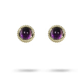 TESSA CABOCHON STYLE STUD EARRINGS WITH AMETHYST - EARRINGS