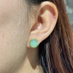 TESSA CABOCHON STYLE STUD EARRINGS WITH CHALCEDONY - EARRINGS