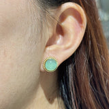 TESSA CABOCHON STYLE STUD EARRINGS WITH CHALCEDONY - EARRINGS