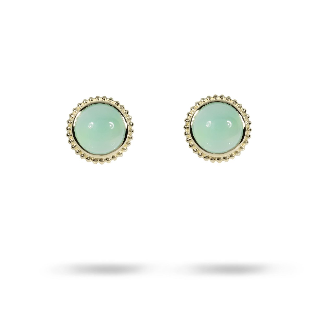 TESSA CABOCHON STYLE STUD EARRINGS WITH CHALCEDONY - EARRINGS