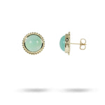 TESSA CABOCHON STYLE STUD EARRINGS WITH CHALCEDONY - EARRINGS