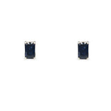 BLOSSOM STUD EARRING WITH BLUE SAPPHIRE IN WHITE GOLD - 