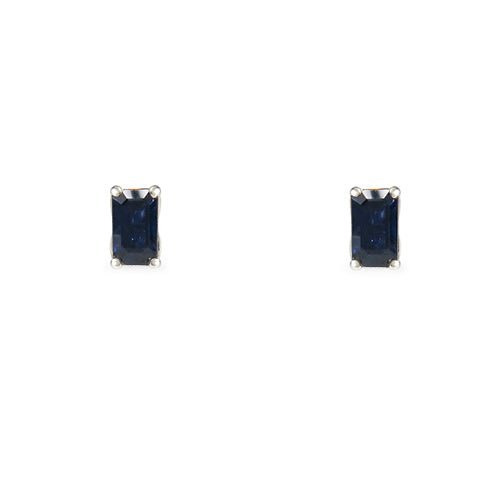 BLOSSOM STUD EARRING WITH BLUE SAPPHIRE IN WHITE GOLD - 