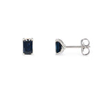 BLOSSOM STUD EARRING WITH BLUE SAPPHIRE IN WHITE GOLD - 
