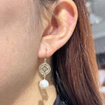 FILIGREE DROP EARRINGS WITH FRESHWATER PEARLS - EARRINGS