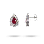 PEAR RUBY & DIAMOND HALO STUD EARRINGS - EARRINGS