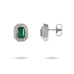 EMERALD & DIAMOND HALO STUD EARRINGS - EARRINGS
