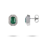 EMERALD & DIAMOND HALO STUD EARRINGS - EARRINGS