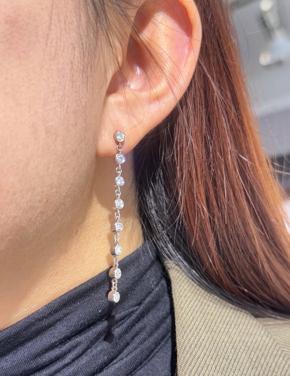 DIAMOND LINE DANGLE EARRING - EARRINGS