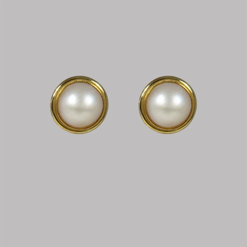 MABE PEARL EARRING IN 14K YELLOW GOLD - ESTATE & VINTAGE JEWELLERY