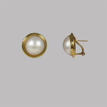 MABE PEARL EARRING IN 14K YELLOW GOLD - ESTATE & VINTAGE JEWELLERY