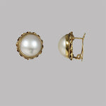 MABE PEARL TWIST EARRING IN 14K YELLOW GOLD - ESTATE & VINTAGE JEWELLERY