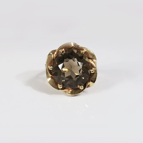 SMOKY QUARTZ RING IN 10K YELLOW GOLD - 