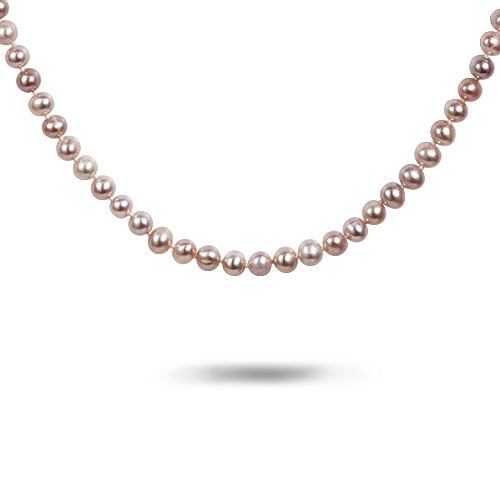 9MM MULTI PINK FRESHWATER PEARL NECKLACE WITH YELLOW GOLD BALL CLASP