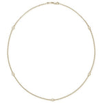 FLOATING 5 DIAMOND NECKLACE IN YELLOW GOLD WITH MILGRAIN - NECKLACES