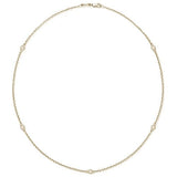 FLOATING 5 DIAMOND NECKLACE IN YELLOW GOLD WITH MILGRAIN - NECKLACES